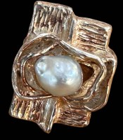 Auktion 361<br>massiver Silber-835- Ring, offene Ringschiene, Süsswasserperle, passend zu vorigen Armband, 14,7 gr