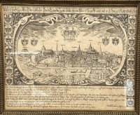 Auktion 361<br>Wilhelm Schwan (17.Jhd.) Ansichtenstich Lüneburg num 1700, ger/Glas, RG 22x28 cm