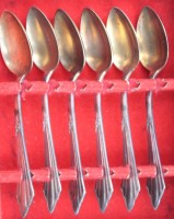 Auktion 361<br>6x Mokkalöffel, WMF Fächermuster, älter, ca. L-10,5cm