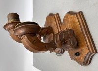 Auktion 361<br>Paar Holz-Wandlampen, um 1920, H-18 cm, T-20 cm