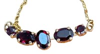 Auktion 361<br>Granat Collier, Gold um 250/1000. sogenanntes Normgold, L-42 cm, 2,6 gr