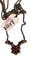 Auktion 361<br>Granat Collier, Silber-925- vergoldet, mit alten Etikett, 3,3 gr.