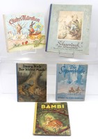 Auktion 361<br>5x div. alte Kinderbücher, Zwerg Nase, Die Schneekönigin, Bambi, Oster-Märchen, Schnurripuck, Altersspuren