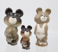 Auktion 361<br>3x div. Olympia-Bären, Moskau 1980, ca. H-12cm bis 7,5cm