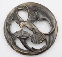 Auktion 361<br>Applikation, wohl Bronze um 1910, Kolibri, D-8cm