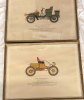 Auktion 361 / Los 5039 <br>2x gr. Kunstdrucke mit Oldtimer-Modellen, ger/Glas, RG 48x37 cm