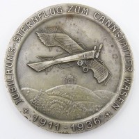 Auktion 361 / Los 7034 <br>Bronzemedaille 1936 versilbert a.d. Jubiläums-Sternflug zum Cannstatter Wasen, verliehen vom Oberbürgermeister der Stadt Stuttgart, ca. D-6cm, ca. 93gr.