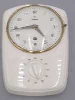 Auktion 361<br>mechan. Küchenuhr "Junghans"  mit Eieruhr, Werk nicht geprüft, 25x19cm, Keramik,