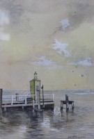 Auktion 361<br>unleser.signiert, betitelt "Die alte Liebe", Aquarell, ger./Glas, RG 40 x 31cm