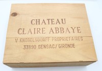 Auktion 361<br>3 Flaschen, Château Claire Abbaye Grande Reserve Bordeaux Supérieur, 1983er, in Transportkasten