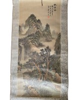 Auktion 361<br>chines. Rollbild mit Landschaftsdarstellung, 135x50 cm