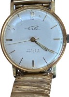 Auktion 361<br>vintage mechan. Armbanduhr "Porta" 17 Rubis, Rückseite "Hanomag-Ehrung", Double-Zugband, Werk läuft