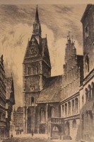 Auktion 361 / Los 7051 <br>Eine Radierung der Marktkirche zu Hannover .