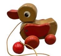Auktion 361 / Los 12067 <br>Holz-Nachzieh-Wackel-Ente, 14x15 cm