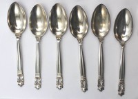 Auktion 362 / Los 11036 <br>6x Speiselöffel, Georg Jensen, Acorn, Silber, 278,2gr., L-17,5cm
