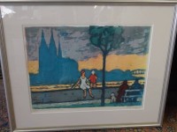 Willi WIEGER (1890-1964), Seidensiebdruck, ger/Glas, RG 52x61 cm