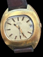 Auktion 362<br>mechan. HAU "Ankra" 48, automatic, Werk läuft, Tragespuren, altes Lederband