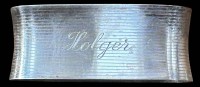 Auktion 362<br>schwerer Silber-835- Serviettenring, Gravur "Holger", L-6 cm, B-2,5 cm, 25 gr.