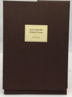 Auktion 362<br>Arno Schmidt "Zettels Traum." Studienausgabe in 8 Heften.  1963 bis 1969, in der orig. Leinen-Klappcassette, Fischer Verlag,  wohl 1977, neuwertig, 45x33,5 cm