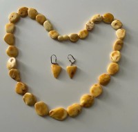 Bernsteinkette Set Collier &amp; Ohrringe