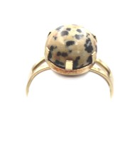 Auktion 362<br>935er Silber-Ring, vergoldet, Leoparden-Jaspis, offen Schiene, 3,2gr.