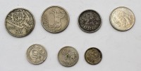 Auktion 362<br>6x Münzen Skandinavien 1918-1972, sowie 1x Pesetas 1957