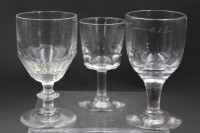 Auktion 362<br>3x div. Süssweingläser, um 1900, 1x Ätzdekor, ca. H-12cm