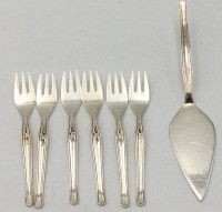 Los 11058 <br>6 Kuchengabeln, 1 Tortenheber, versilbert