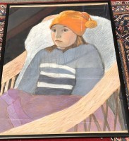 Los 4014 <br>anonymes gr. M&auml;dchenportrait, ger/Glas, RG 103x72 (Sperrgut)