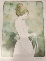 Auktion 362 / Los 5002 <br>Bernard CHAROY (1931-2024)   "Mädchen", gr. Lithografie, Nr. 56/100, ger/Glas,  79x58 cm