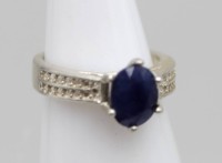 Auktion 362<br>925er Silber-Ring, erhitzter Saphir von ca. 2,5ct, 4,3gr., RG 53