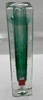 Auktion 362 / Los 10021 <br>grün-klare Solifleur Blockvase von Zwiesel, H-20 cm, 4x4  cm, orig. Etikett