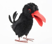 Los 12051 <br>Rabe von Steiff, &auml;lter, Drahtbeine, nur Knopf, ca. H-11cm