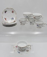 Auktion 362 / Los 8100 <br>6x Mokka-Tassen, Weimar, Blumen und Golddekor, Tassen ca. H-4,5cm