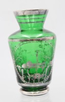 Auktion 362 / Los 10040 <br>kl. Vase, grünes Glas mit Silberdekor, Venedig, ca. H-11cm