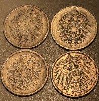 Los 6042 <br>4x 1 Mark, Deutsches Reich, 1875/76/80 1906, Silber, 21,4 gr.