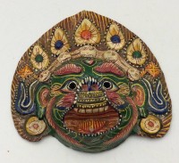Auktion 362 / Los 15525 <br>Wandmaske, wohl Bali, Pappmachee, 19x19 cm
