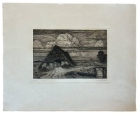 Auktion 362 / Los 5049 <br>Martin Paul MÜLLER (1874-1936),  "alte Moor-Kate" Radierung von fremder Hand betitelt, BG 35x43 cm