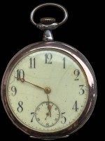 Auktion 363 / Los 2010 <br>mechan. HTU in Silbergehäuse-800- , Werk läuft, Glas lose anbei, D-5 cm