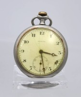 Auktion 363 / Los 2023 <br>Herrentaschenuhr, Metallgehäuse, Zenith, Kronenaufzug, Werk steht, ca. D-4,9cm