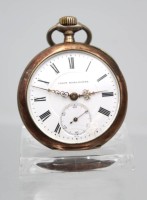 Auktion 363 / Los 2033 <br>Herrentaschenuhr, 800er Silbergehäuse, Union Hologéré, Kronenaufzug, Werk überzogen, Rückendeckel lose, Ziffernblatt altrissig, D-4,8cm