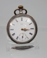 Auktion 363 / Los 2035 <br>Herrentaschenuhr, 800er Silbergehäuse, Omega, Kronenaufzug, Werk läuft, Rückendeckel fehlt, D-4,7cm