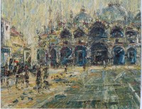 Auktion 363 / Los 4001 <br>Evald OKAS (1915-2011) attrib. "Markusplatz in Venedig", Öl/Malfaser40x50 cm