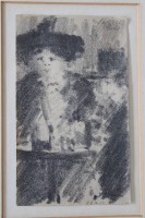 Auktion 363 / Los 5002 <br>Max STOBBE (1883-1963) "Pariser Nachtleben-2 Frauen"(1913), Kohlezeichnung, ger/Glas, RG 46x46,5 cm