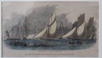 Auktion 363 / Los 5007 <br>Stich von 1852, Yacht Cynthia in Dublin Bay Regatta, ger/Glas, RG 25x31,5 cm