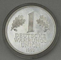 Auktion 363 / Los 6009 <br>Währungsunionsmark 1990 - Silber -999-PP in Kapsel, D-4 cm, 20 gr