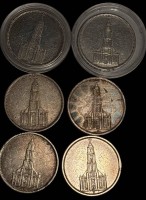 Auktion 363 / Los 6013 <br>6x 5 Reichsmark alle 1934/35, 2x gekapselt, Garnisonskirche, alle Silber