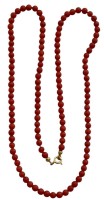 Auktion 363 / Los 1028 <br>Korallen-Halskette, kleine Perlen(4,3 mm), L-46 cm, 10,3 gr