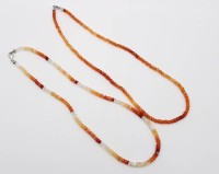 Auktion 363 / Los 1046 <br>2x  Halsketten, Karneol, Harry Ivens,  je 925er Schließe, ca. L-45cm