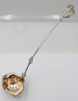Auktion 363 / Los 11033 <br>schöne Jugendstil-Suppenkelle, figürl. Stiel, 1x Druckstelle, ca. L-40cm